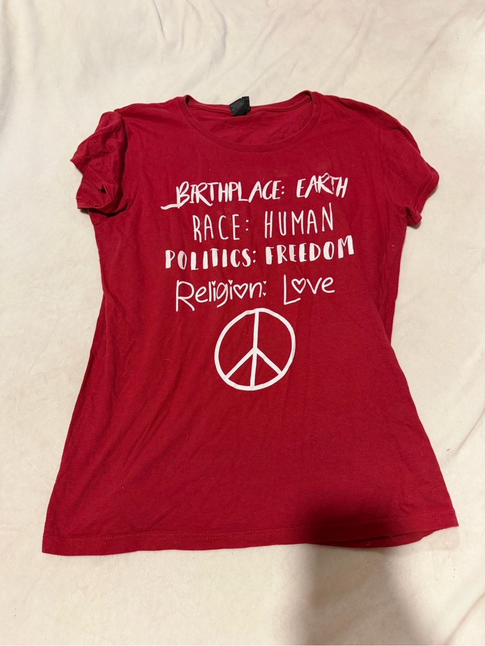 Women's Red Graphic Tee - Birthplace: Earth